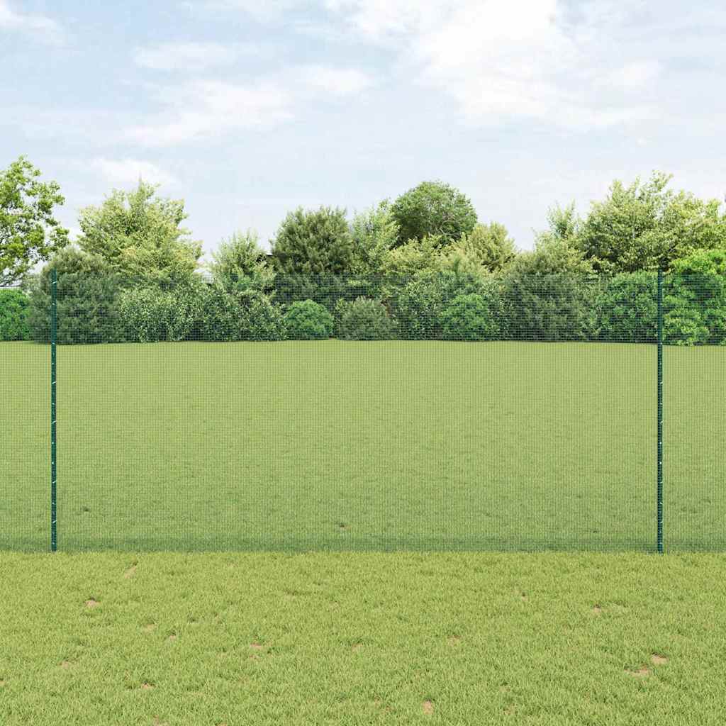 Vidaxl hek met paal groen 1,4 x 10 m staal en pvc