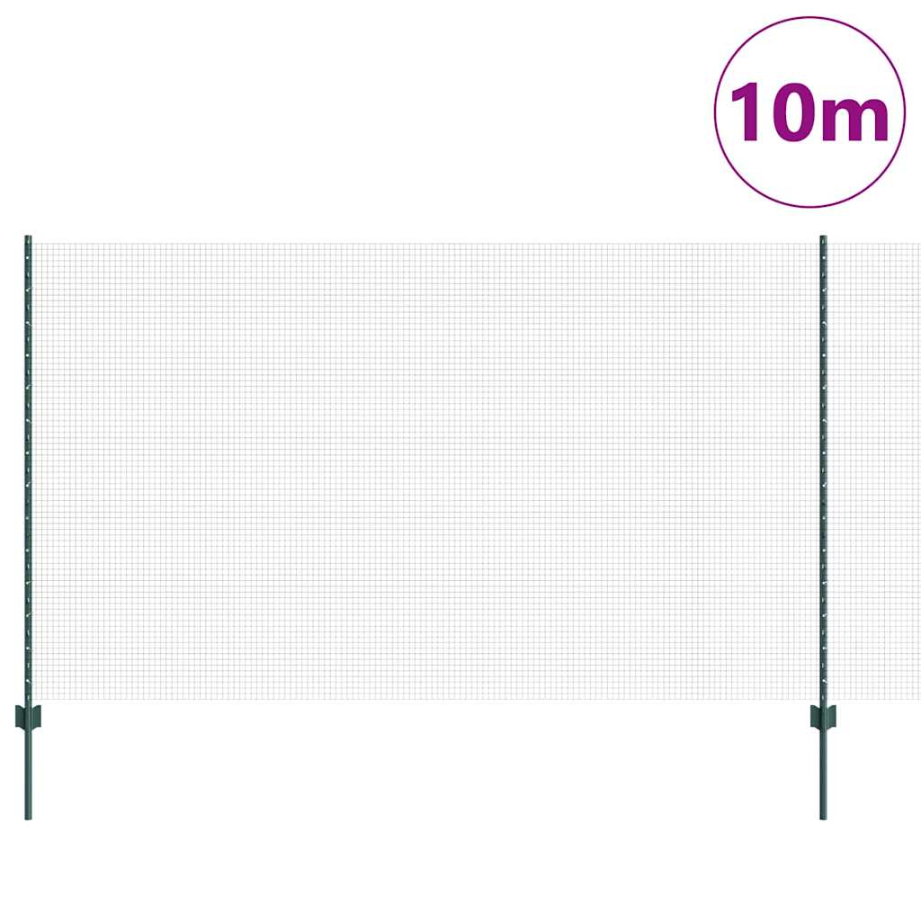 Vidaxl hek met paal groen 1,4 x 10 m staal en pvc