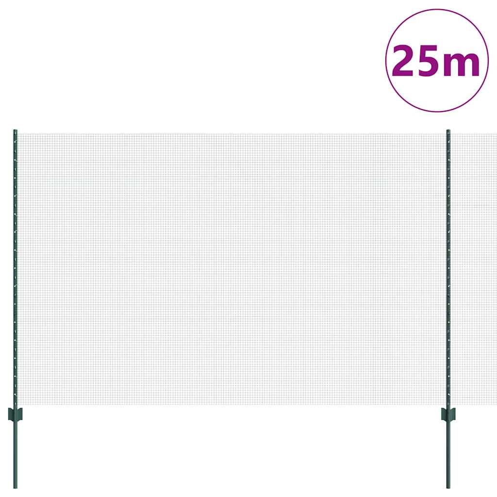 Vidaxl hek met paal groen 1,6 x 25 m staal en pvc