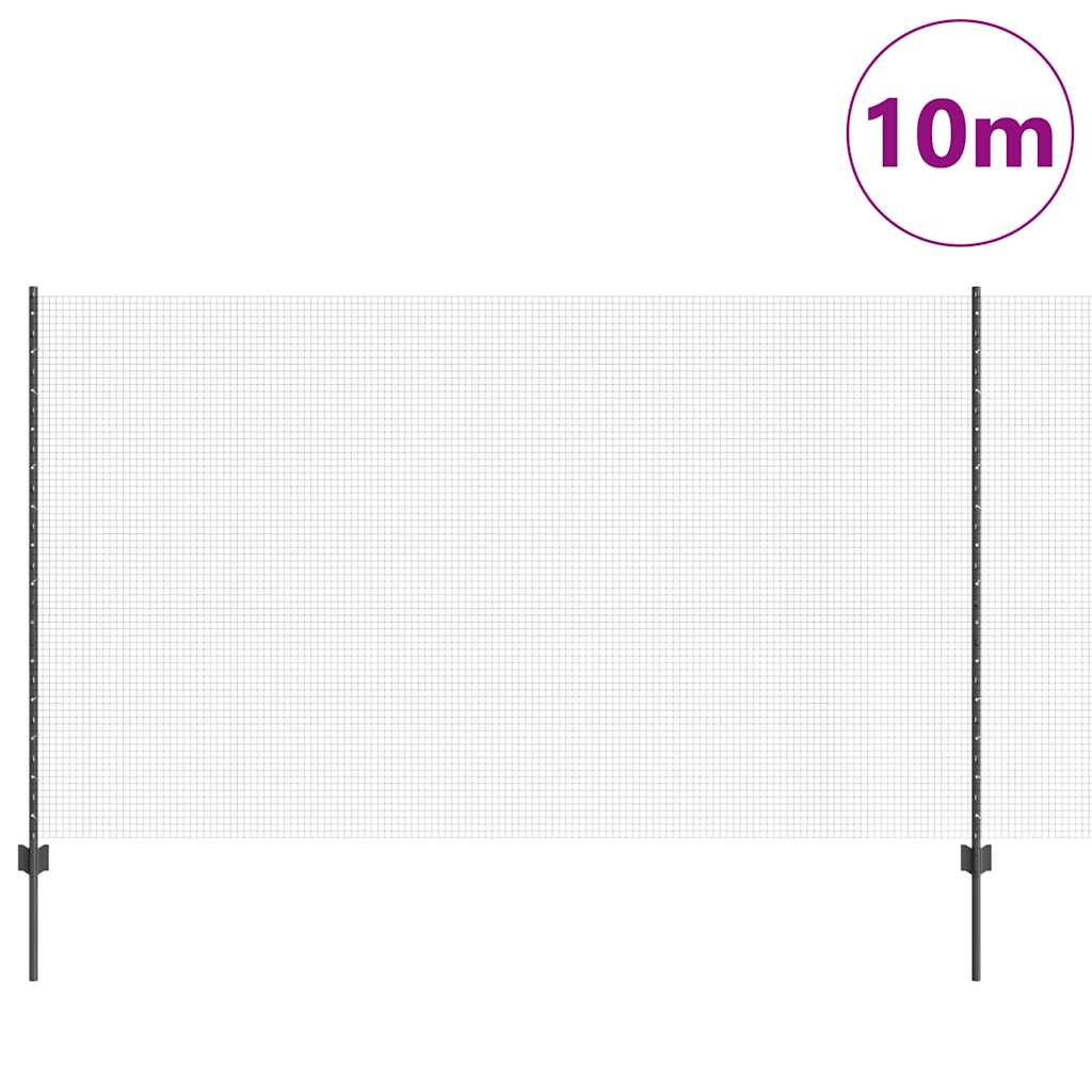 Vidaxl hek met paal grijs 1,4 x 10 m staal en pvc