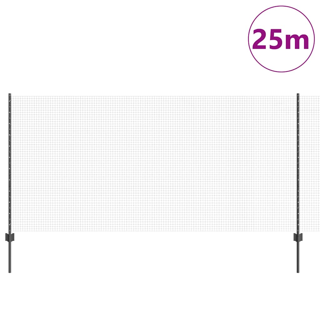 Vidaxl hek met paal grijs 1,2 x 25 m staal en pvc