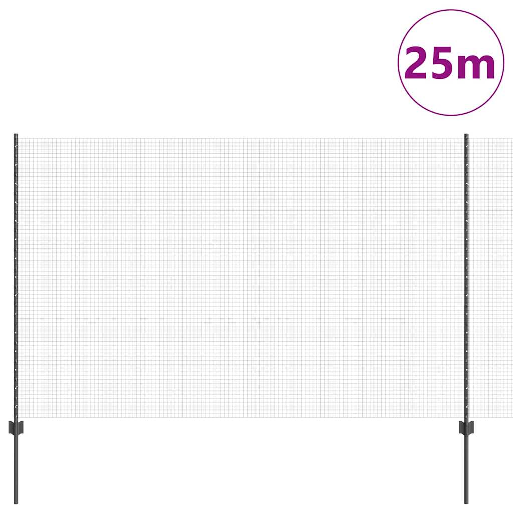 Vidaxl hek met paal grijs 1,5 x 25 m staal