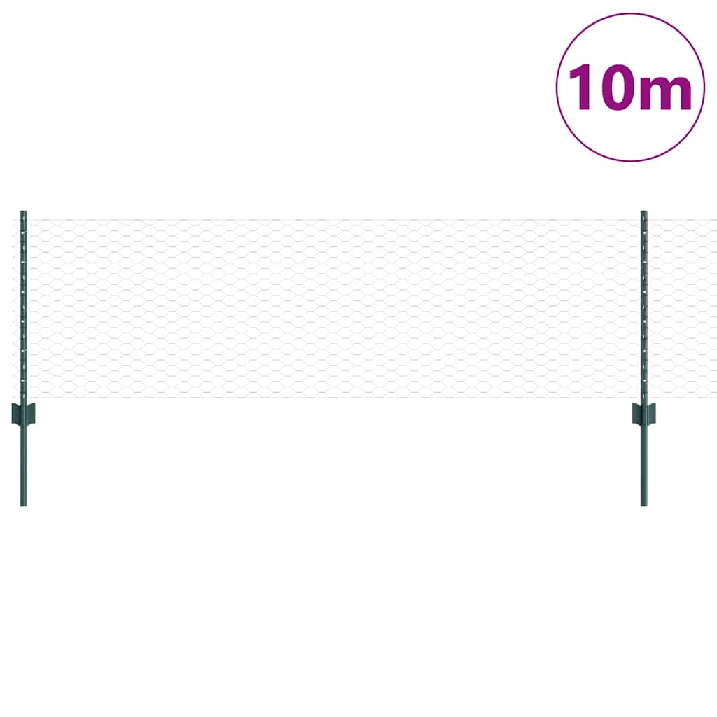 Vidaxl hek met paal groen 0,6 x 10 m staal en pvc