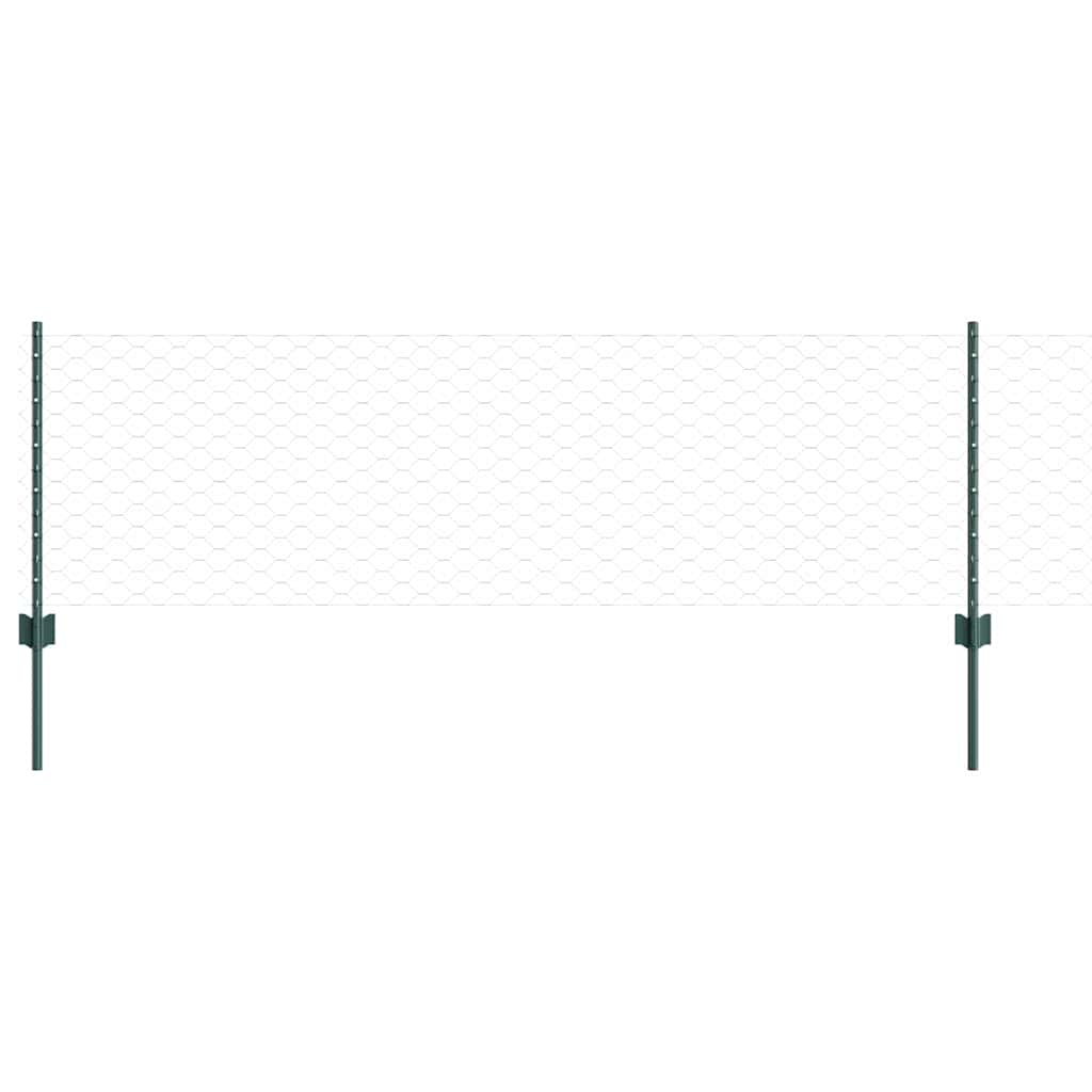 Vidaxl hek met paal groen 0,6 x 10 m staal en pvc