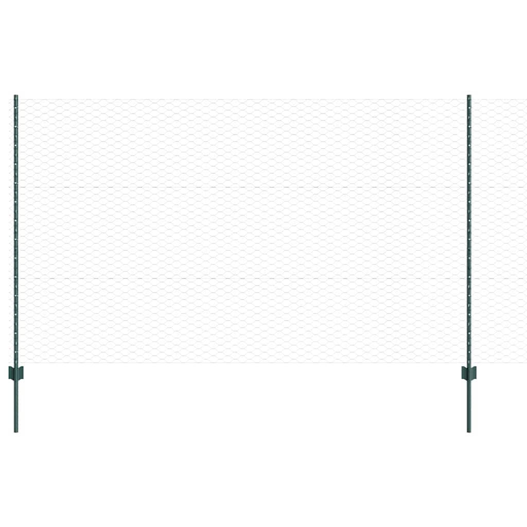 Vidaxl hek met paal groen 1,4 x 10 m staal en pvc