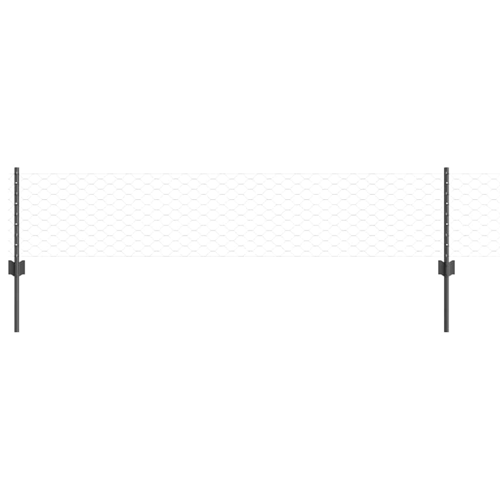 Vidaxl hek met paal grijs 0,4 x 10 m staal en pvc