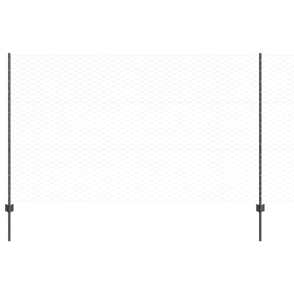 Vidaxl hek met paal grijs 1,4 x 10 m staal en pvc