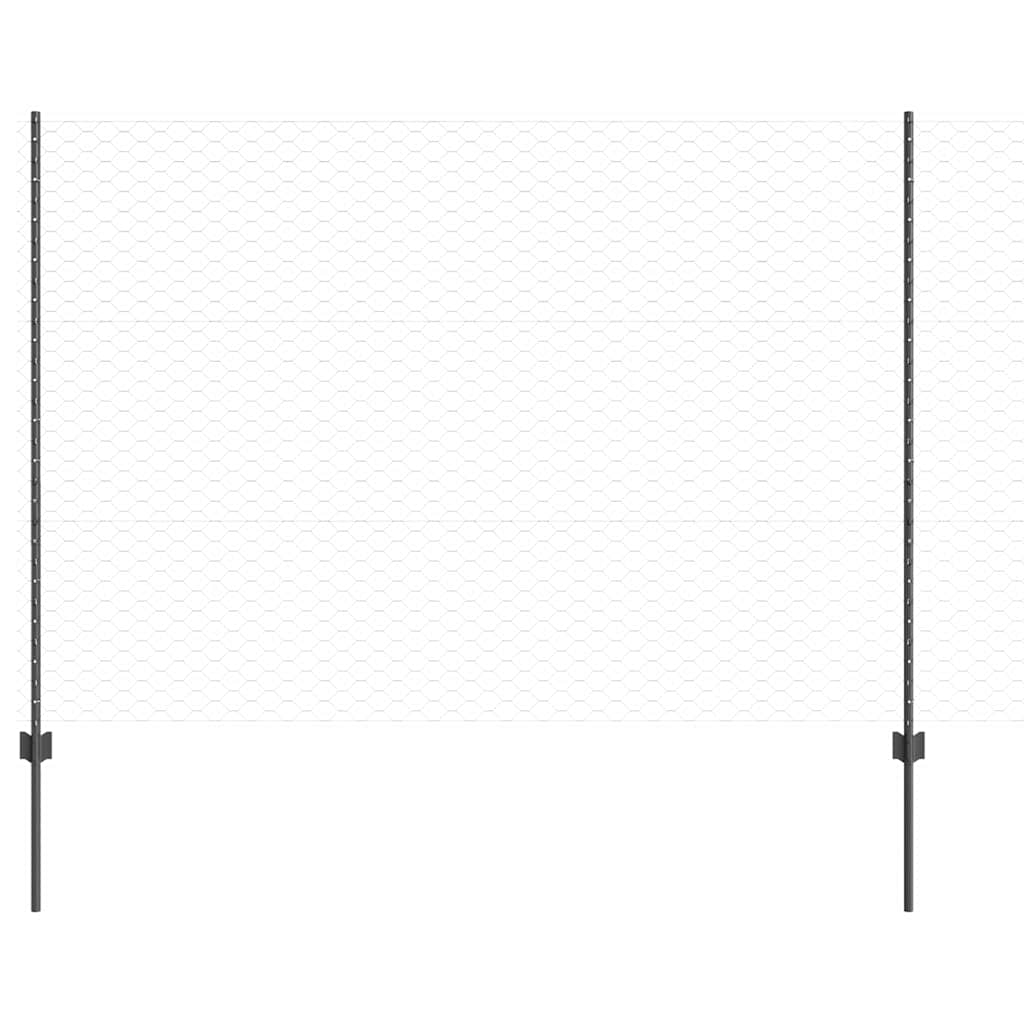 Vidaxl hek met paal grijs 1,5 x 10 m staal en pvc