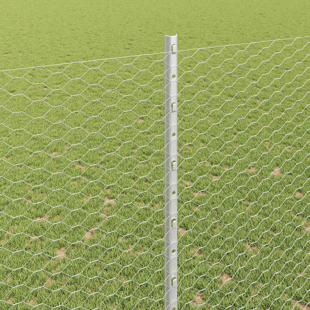 Vidaxl hek met paal zilver 1,6 x 25 m staal