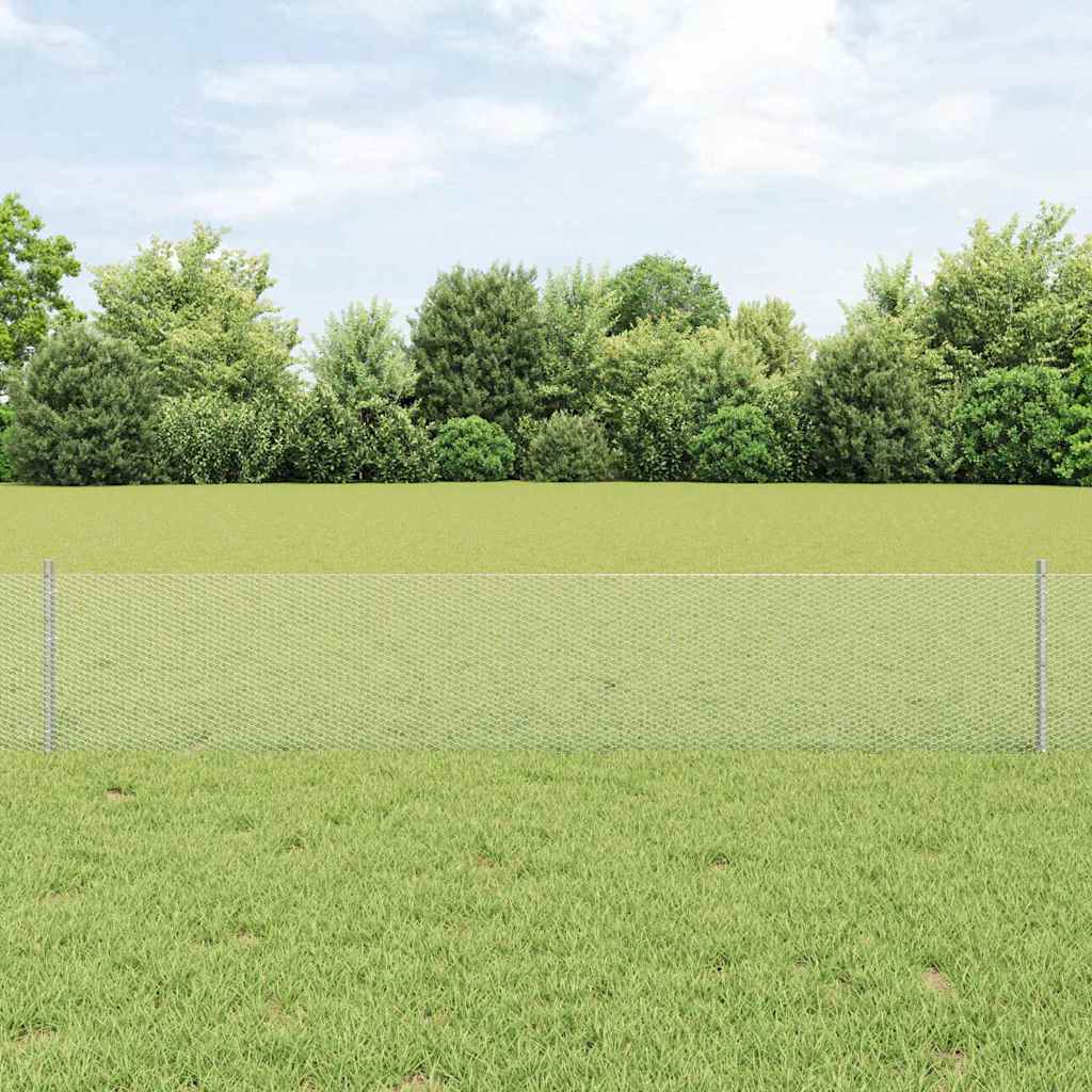 Vidaxl hek met paal zilver 0,4 x 50 m staal
