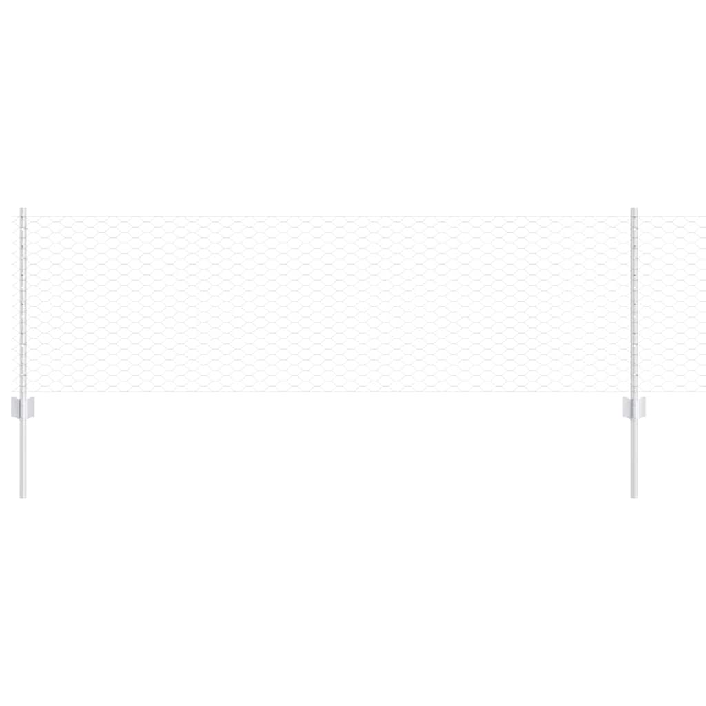 Vidaxl hek met paal zilver 0,6 x 50 m staal