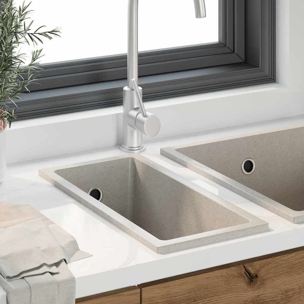 Vidaxl keukenwasbak beige 21 x 44 x 14 cm graniet
