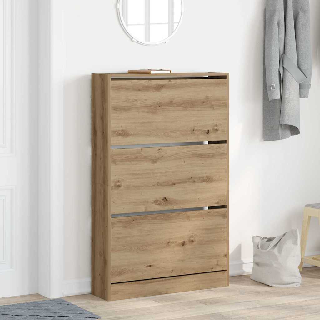 Vidaxl schoenenkast artisan eiken 80 x 21 x 125,5 cm bewerkt hout