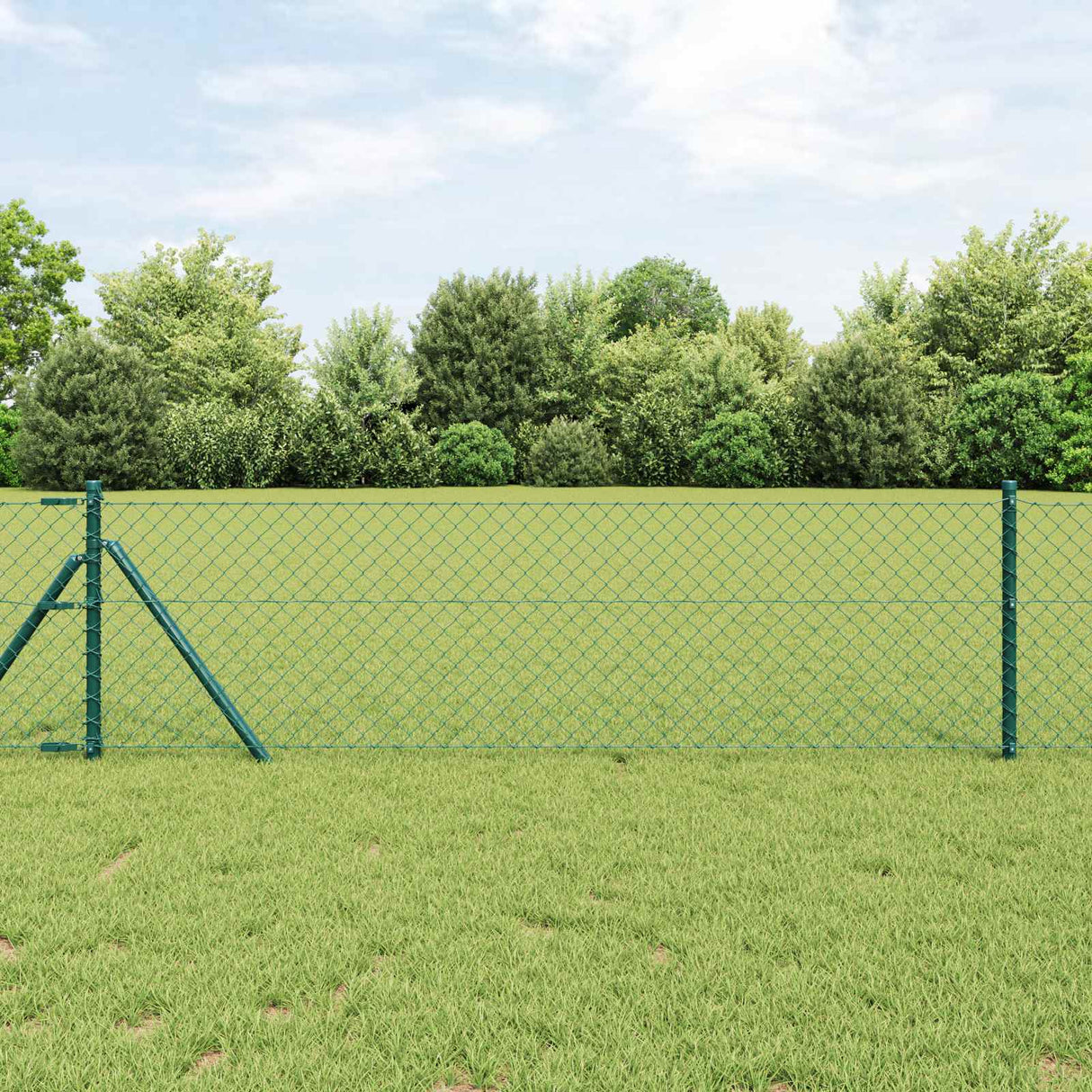Vidaxl kettenschakelhek groen 25 x 0,6 m staal