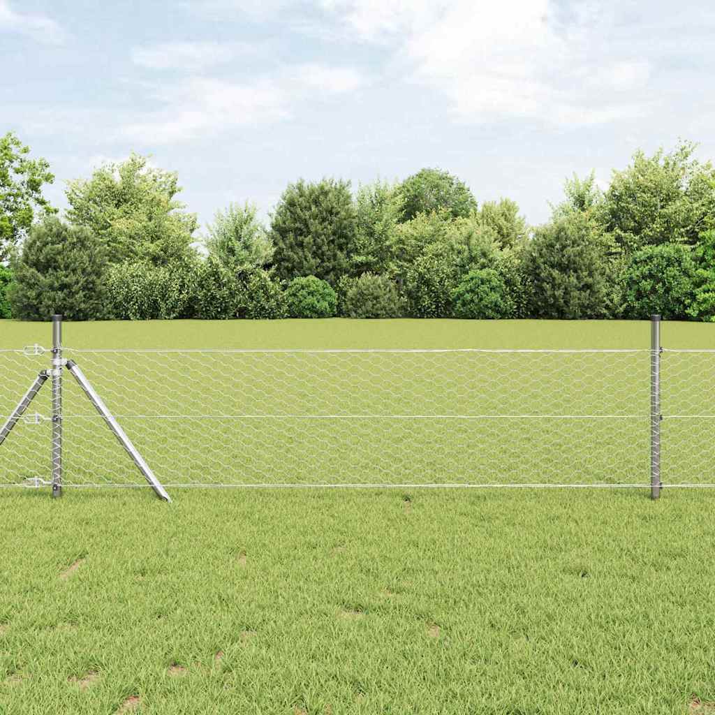Vidaxl hexagon hek zilver 0,8 x 10 m gegalvaniseerd staal