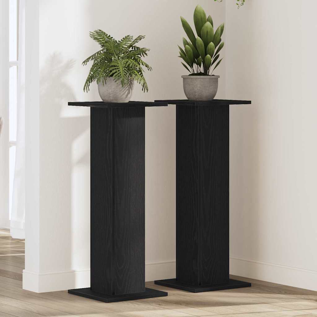 Vidaxl plantenstandaard 2 pcs zwart eiken 30 x 30 x 80 cm bewerkt hout