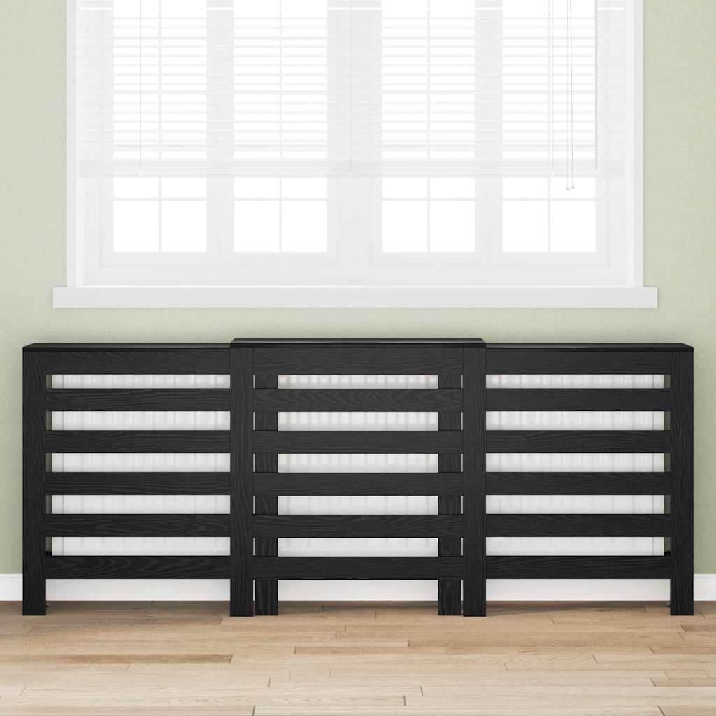 Vidaxl radiatorafdekking zwart eiken 205 x 21,5 x 83,5 cm bewerkt hout