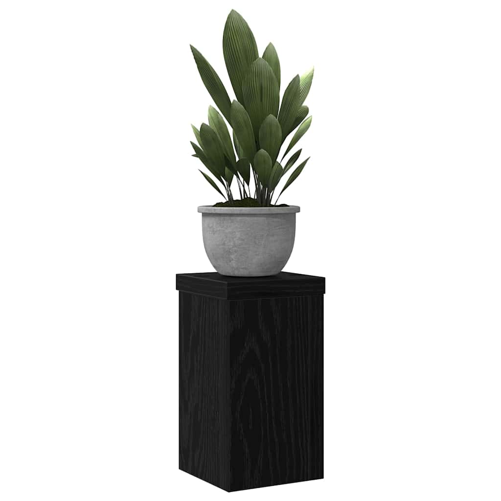Vidaxl plantenstandaard 2 pcs zwart eiken 10 x 10 x 18 cm bewerkt hout