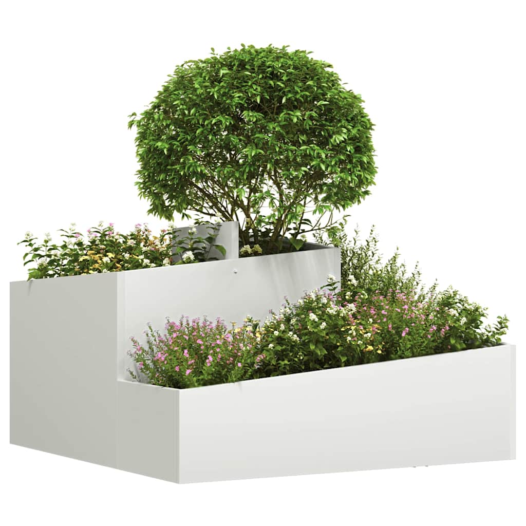 Vidaxl tuin bloempot wit 80 x 80 x 50 cm koudgewalst staal