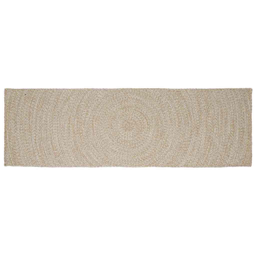 Vidaxl vloerkleden rechthoekig natuurlijk en wit 80 x 250 cm jute