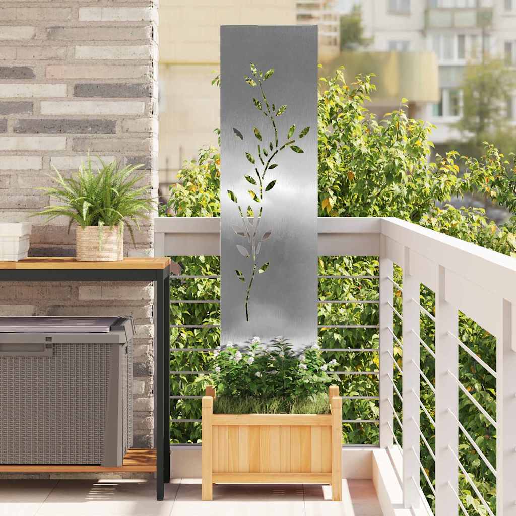 Vidaxl tuin privacy screen bloemen zilver 32 x 140 cm roestvrij staal