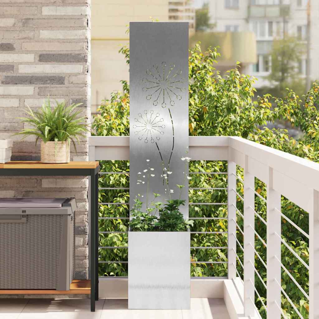 Vidaxl tuin privacy screen fretwerk zilver 32 x 140 cm roestvrij staal