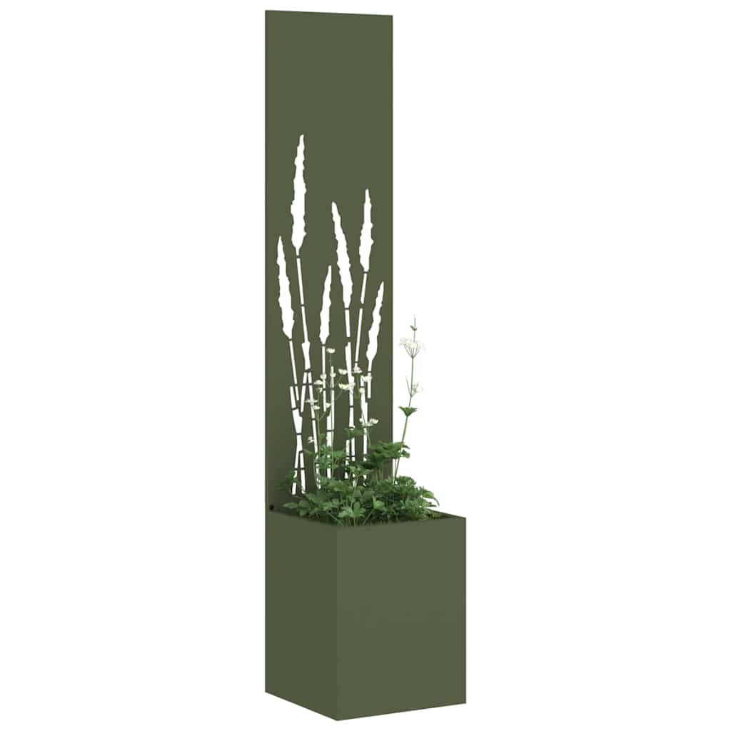 Vidaxl tuin privacy screen olijfgroen 32 x 140 cm koudgewalst staal
