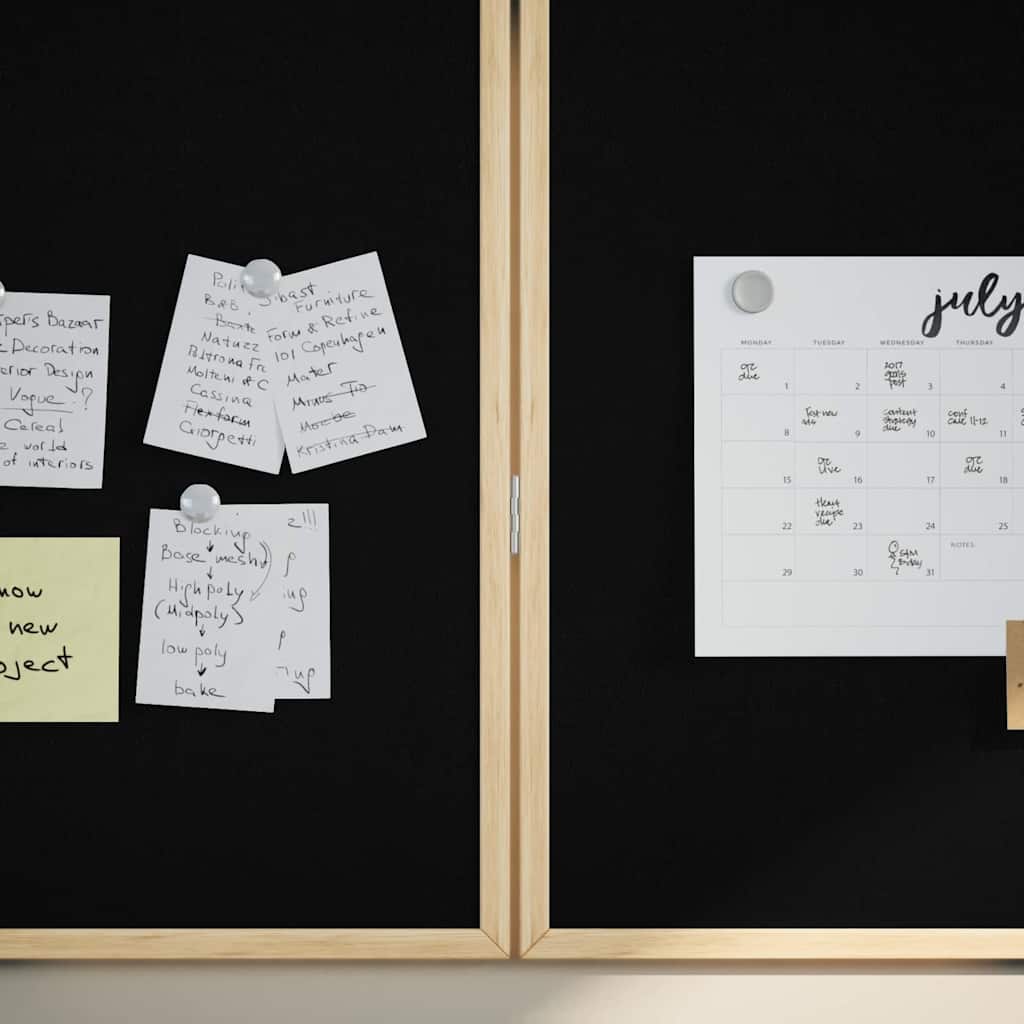 Vidaxl bulletinbord zwart 80 x 80 x 1.4 cm massief grenenhout
