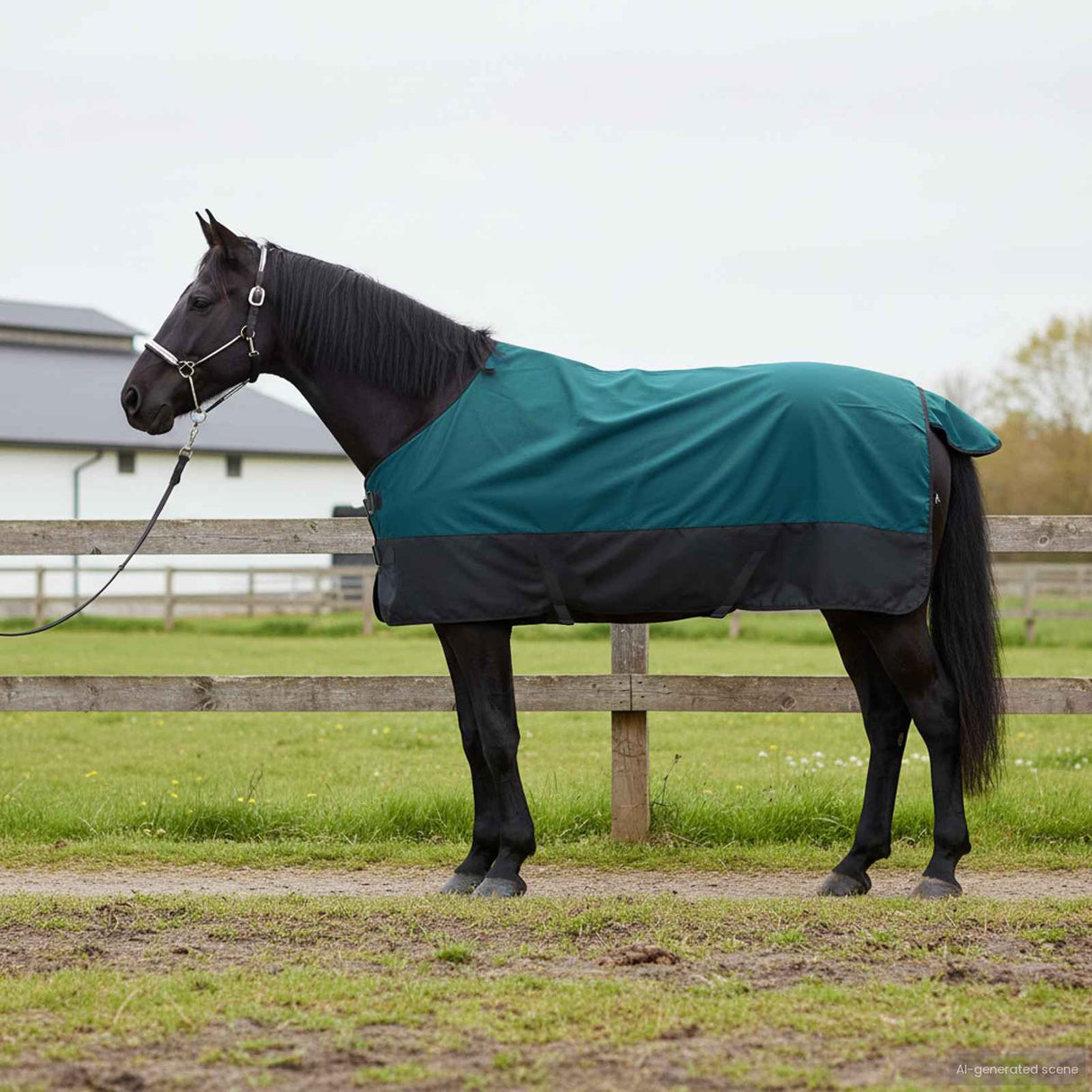 Vidaxl paardendeken donkergroen en zwart 155 cm polyester