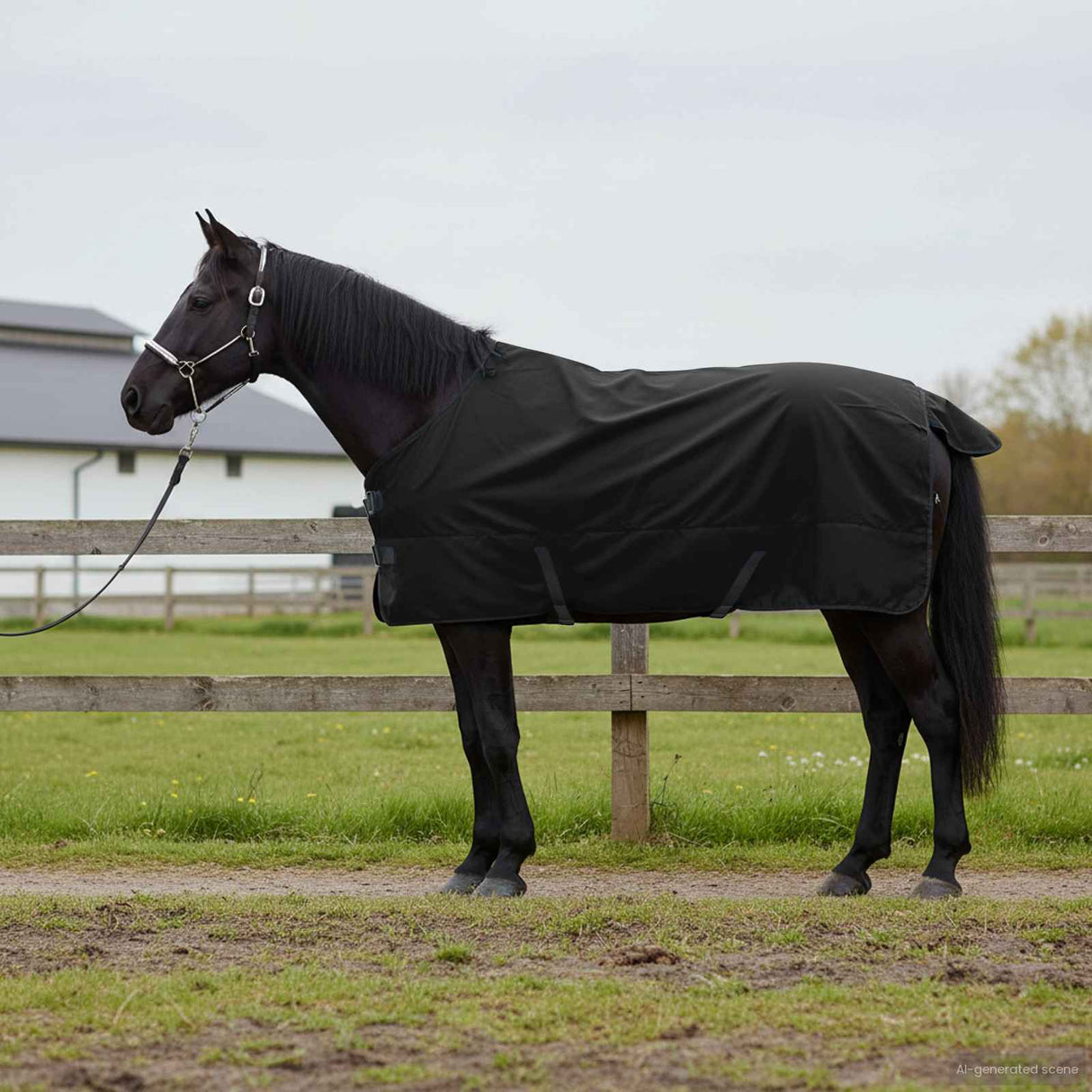 Vidaxl paardendeken donkergroen en zwart 95 cm polyester