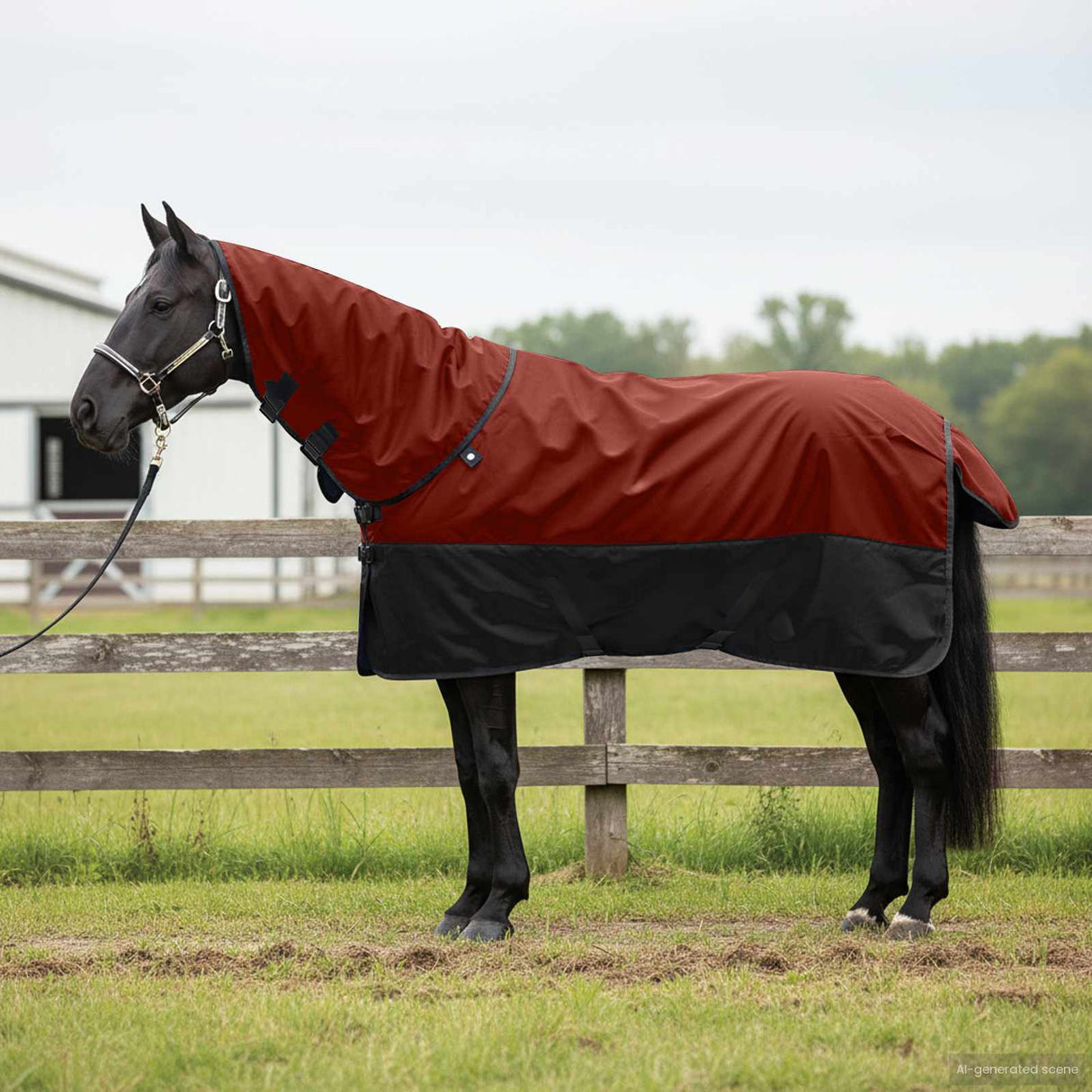 Vidaxl paardendeken donkergroen en zwart 135 cm polyester