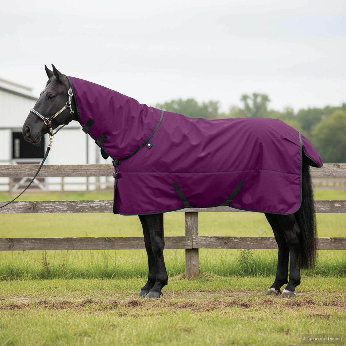 Vidaxl paardendeken donkergroen en zwart 95 cm polyester