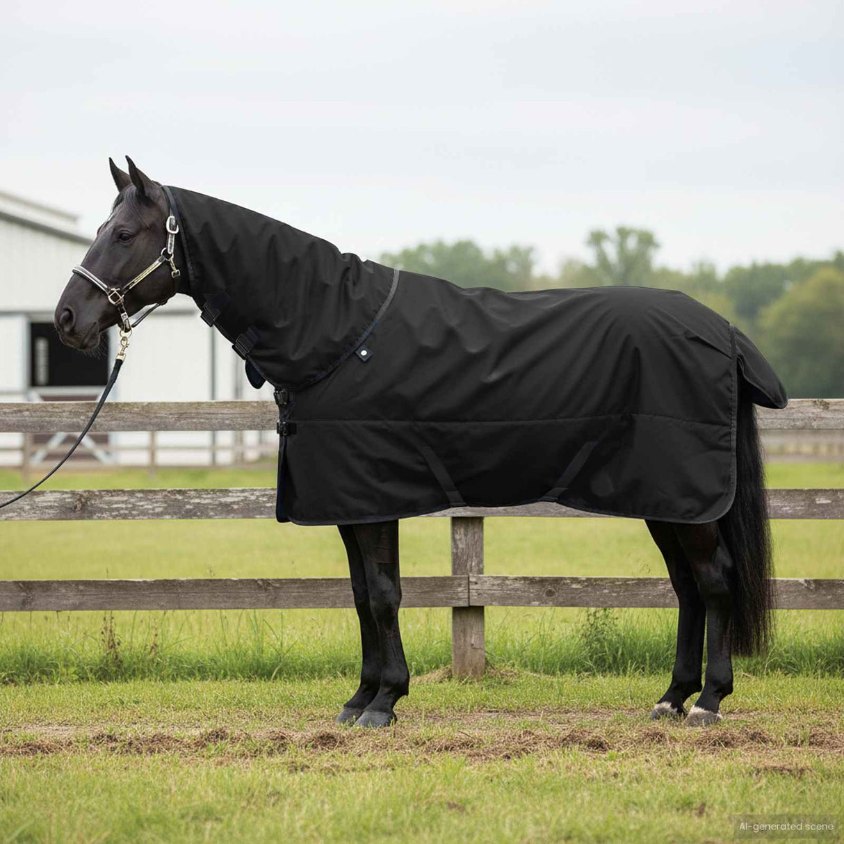 Vidaxl paardendeken donkergroen en zwart 85 cm polyester