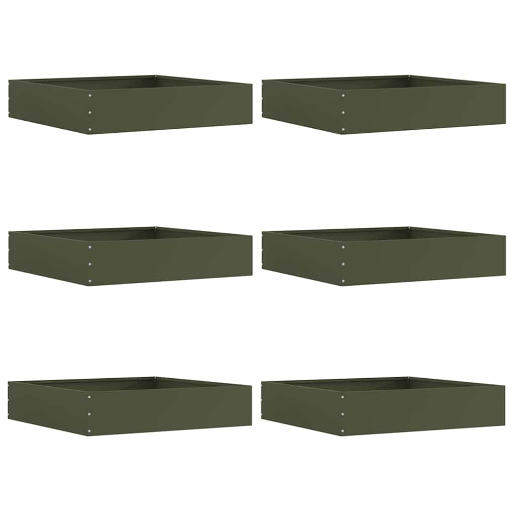 Vidaxl tuinrand 6 pcs olijf groen 60 x 60 x 13 cm staal