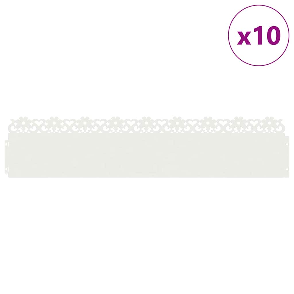 Vidaxl gazonranden 10 pcs wit 103 x 0,05 x 22 cm staal