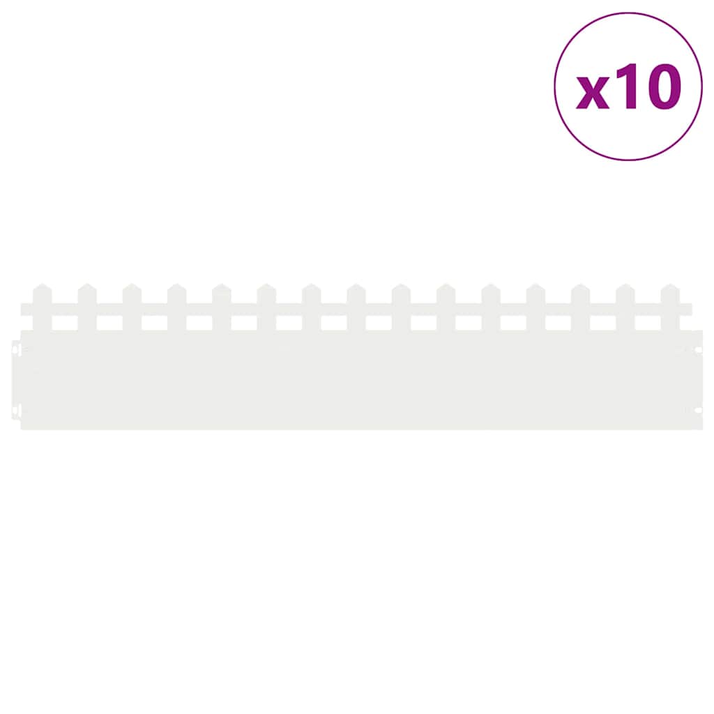 Vidaxl gazonranden 10 pcs wit 103 x 0,05 x 22 cm staal