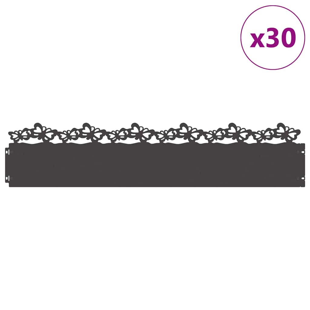 Vidaxl gazonranden 30 pcs zwart 103 x 0,05 x 22 cm staal