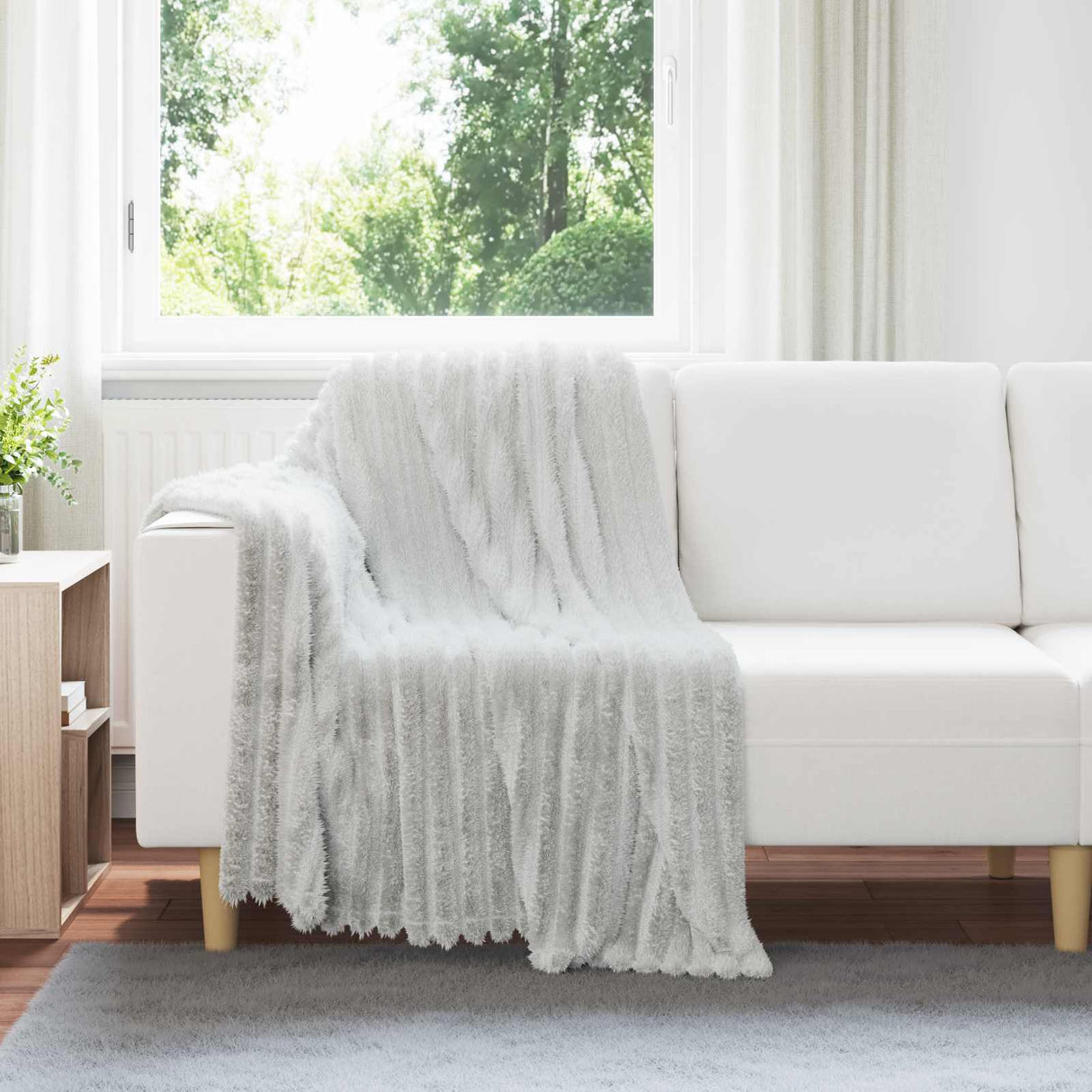 Vidaxl gooi deken grijs 150 x 130 cm fleece