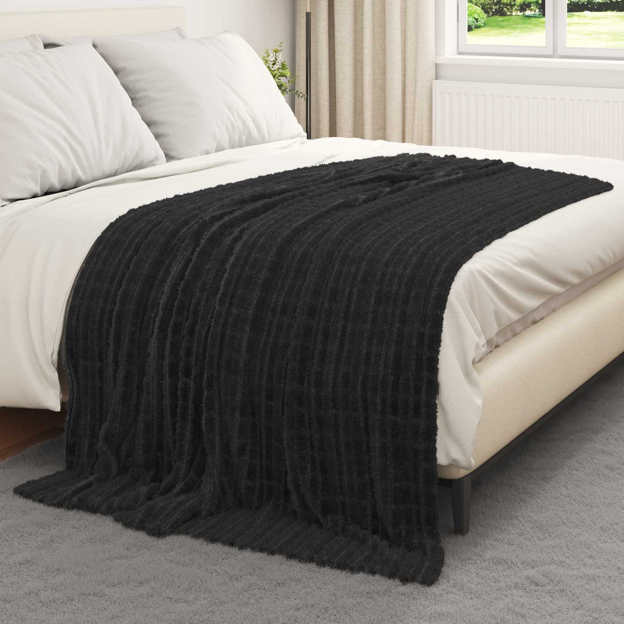 Vidaxl gooi deken zwart 200 x 150 cm fleece