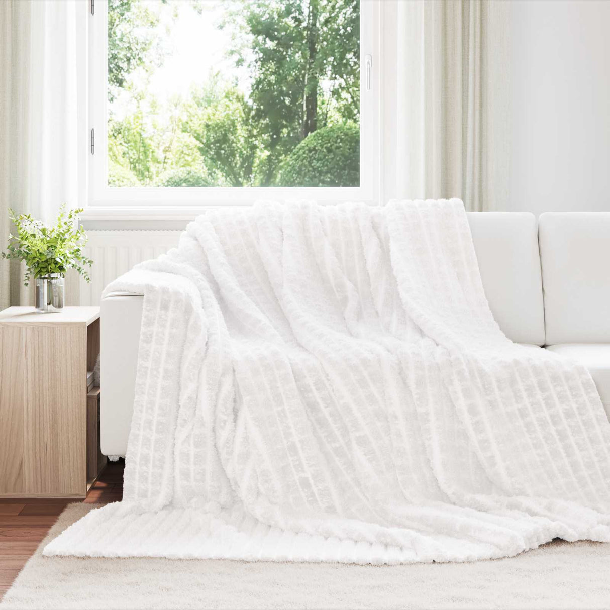 Vidaxl gooi deken wit 240 x 220 cm fleece