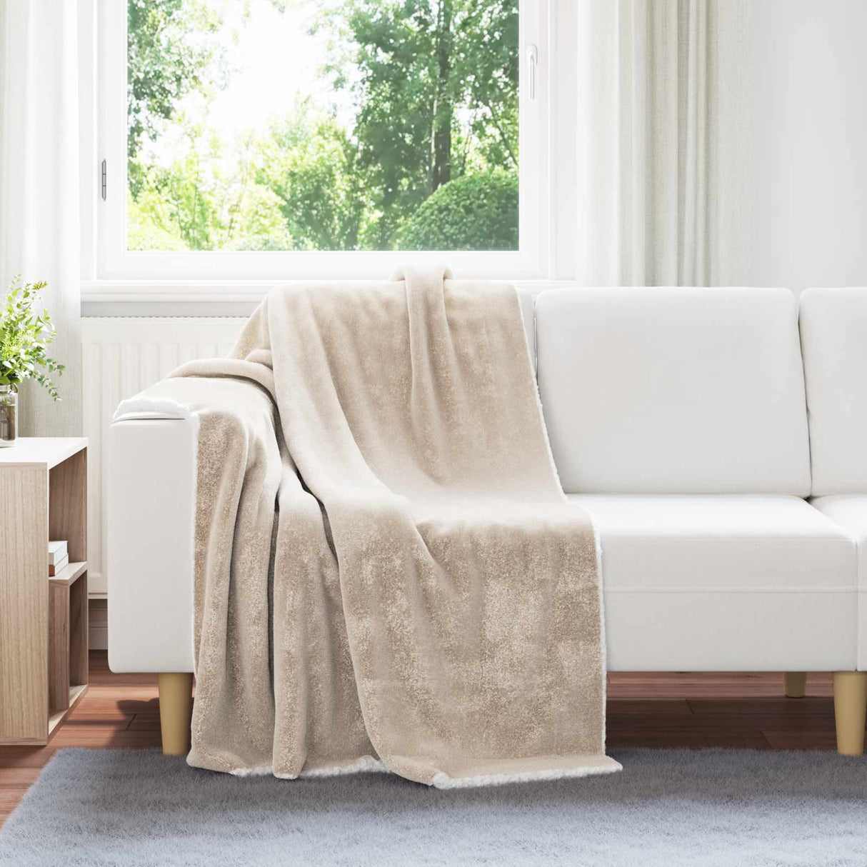Vidaxl gooi deken beige 130 x 150 cm fleece