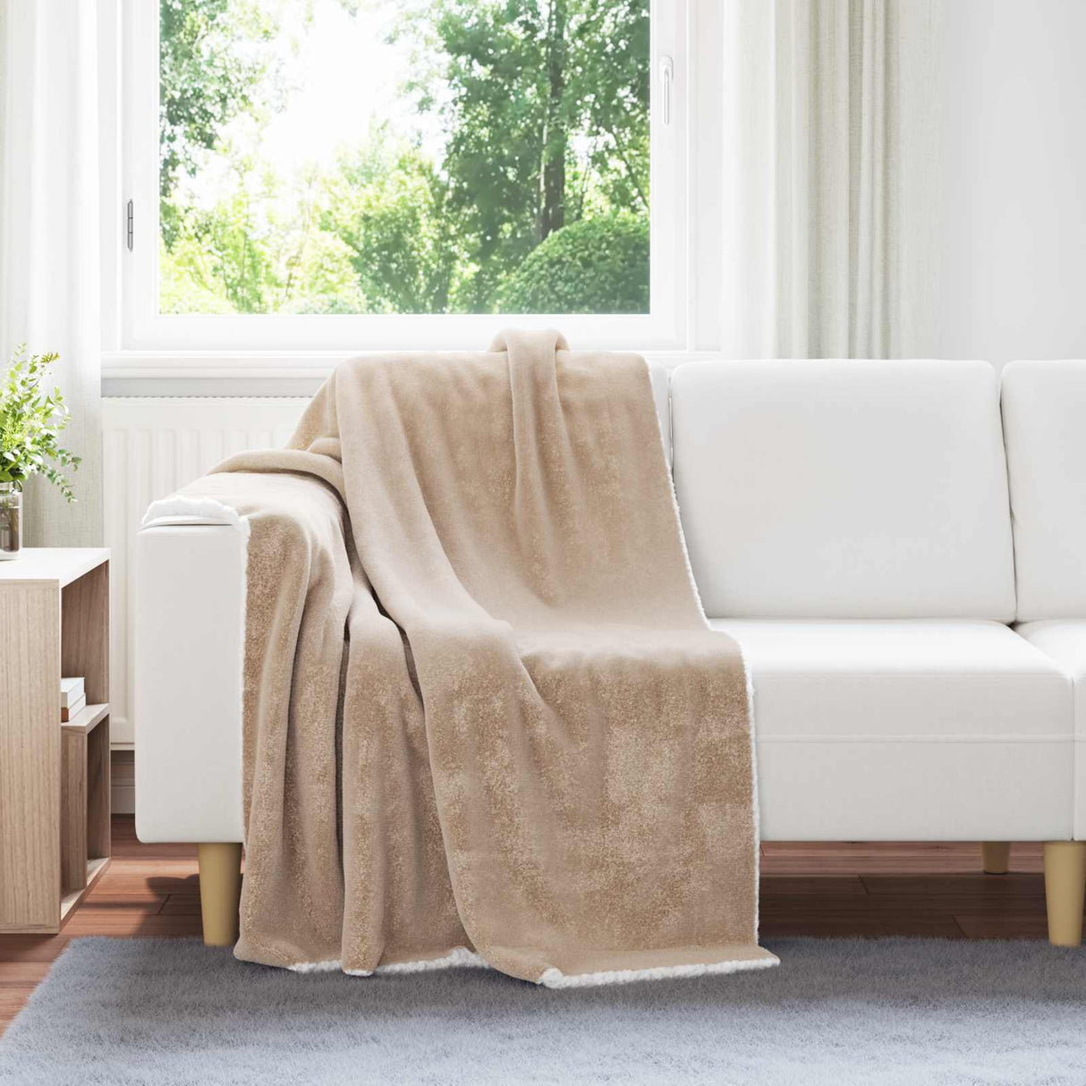 Vidaxl gooi deken kameel 130 x 150 cm fleece