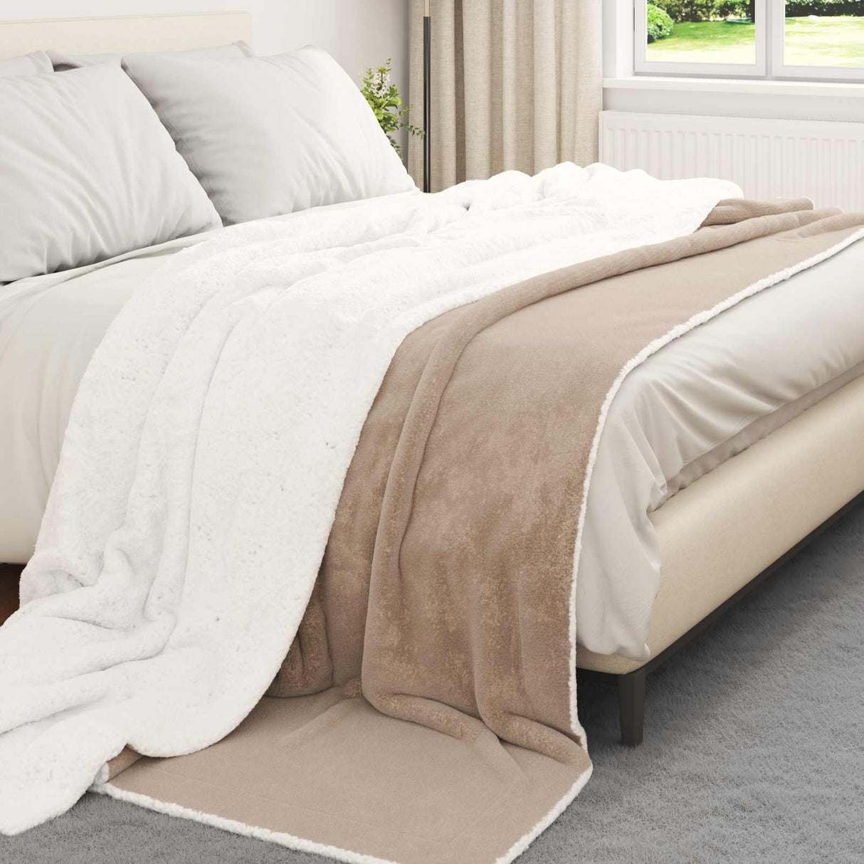 Vidaxl gooi deken kameel 220 x 240 cm fleece