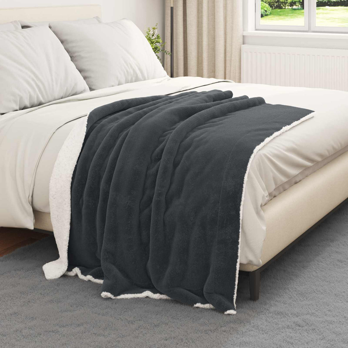 Vidaxl gooi deken donkergrijs 130 x 150 cm fleece