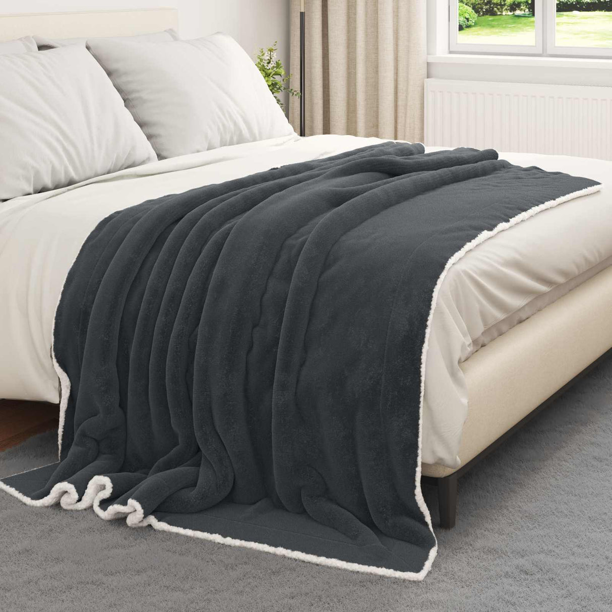 Vidaxl gooi deken donkergrijs 150 x 200 cm fleece