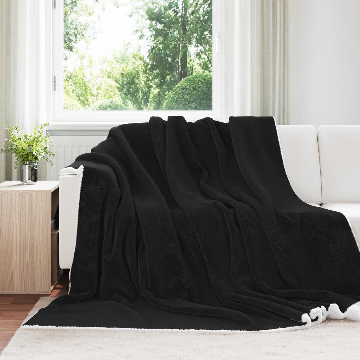 Vidaxl gooi deken zwart 220 x 240 cm fleece