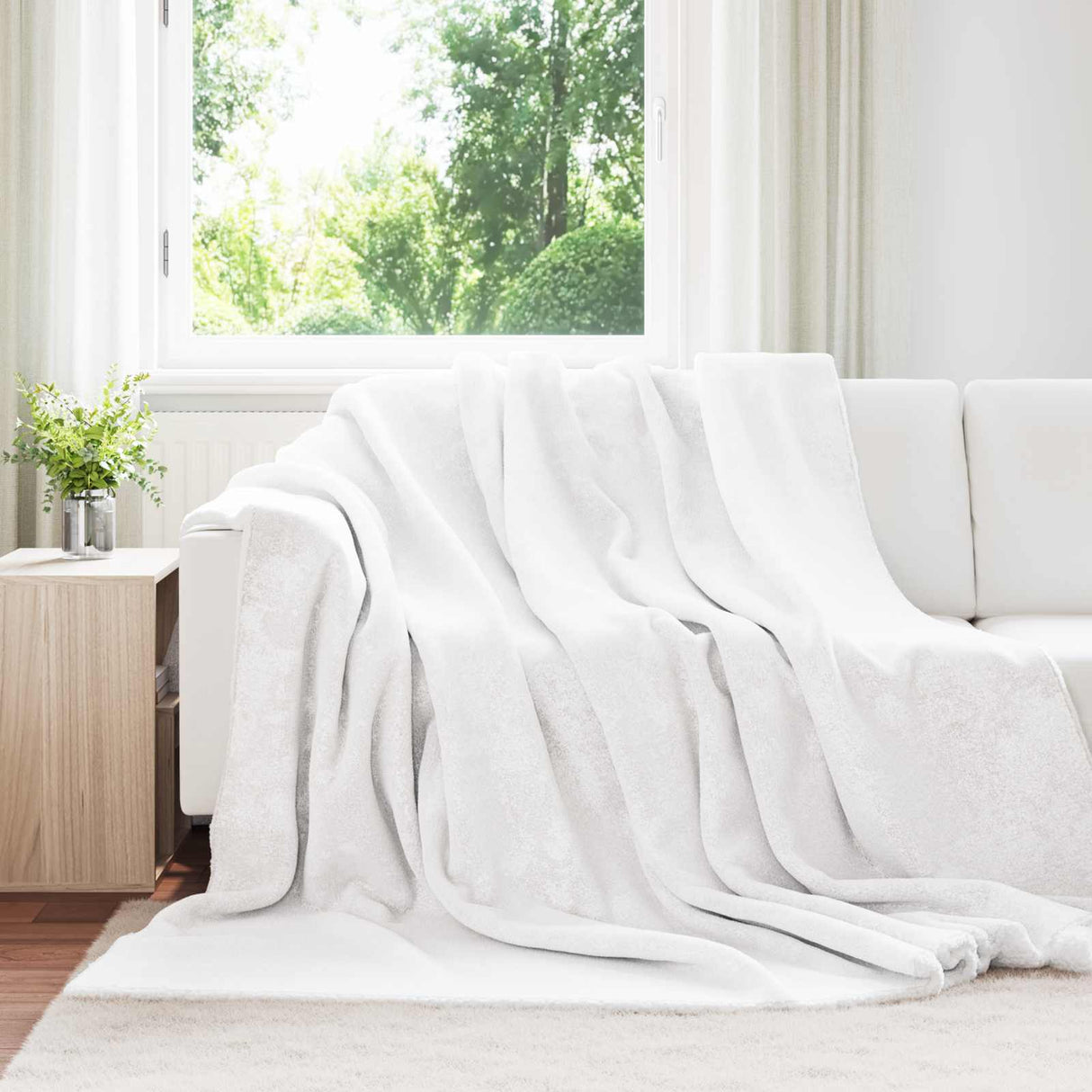 Vidaxl gooi deken wit 220 x 240 cm fleece