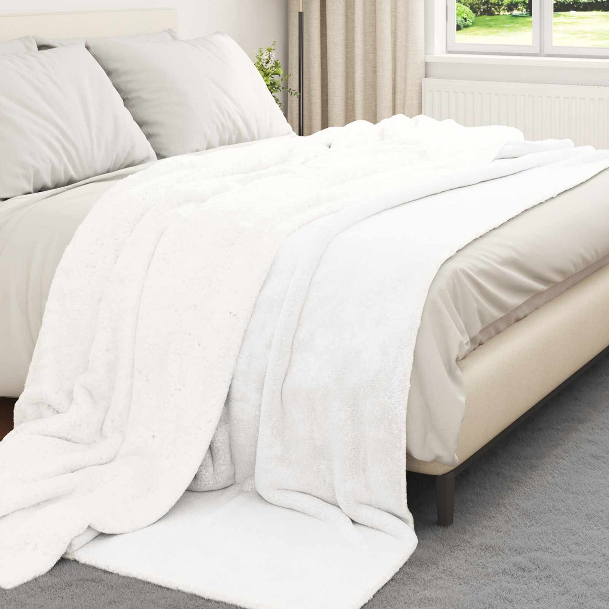 Vidaxl gooi deken wit 220 x 240 cm fleece