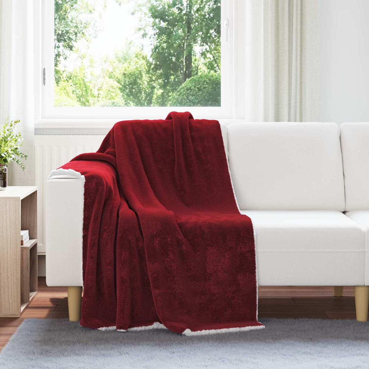 Vidaxl gooi deken bordeaux rood 130 x 150 cm fleece