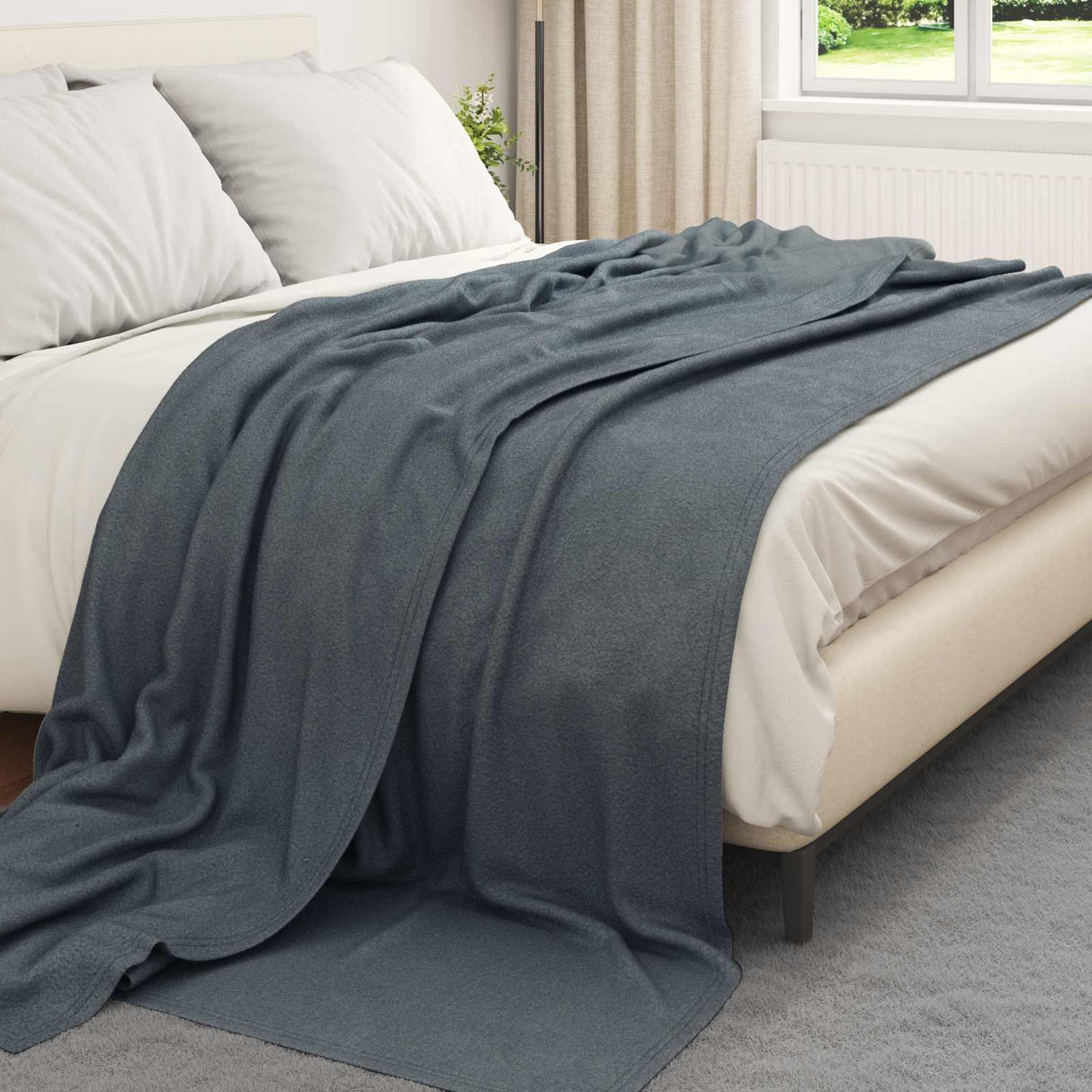 Vidaxl gooi deken donkergrijs 240 x 220 cm fleece